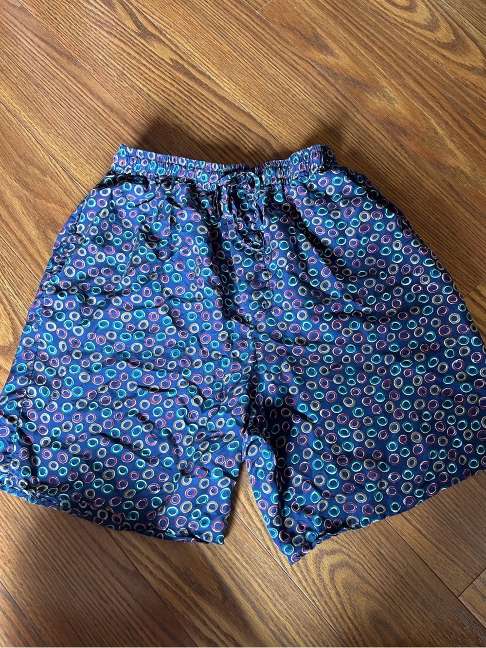 Vintage Reckless 100% Silk Men's Blue Patterned Drawstring Sleeping Shorts Med